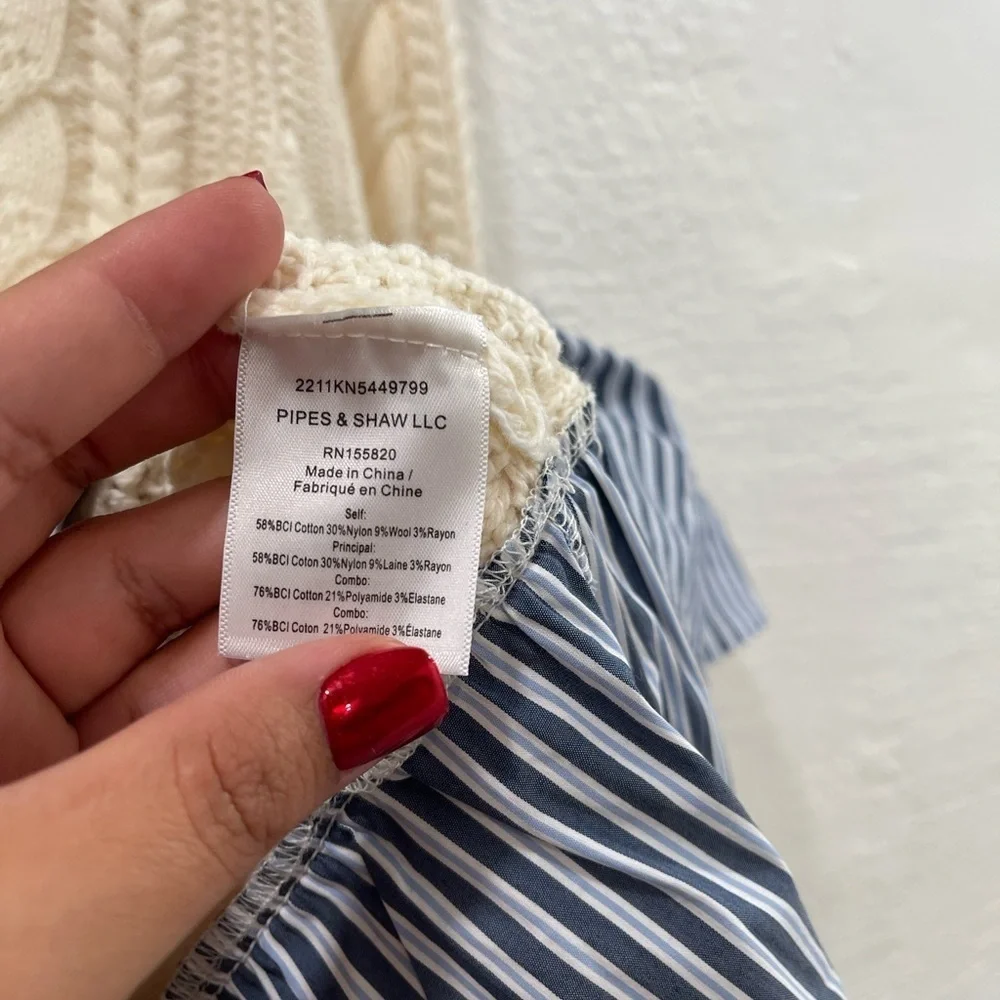 Veronica Beard Fritz Mixed Media Sweater in Ivory - Picture 4 of 5